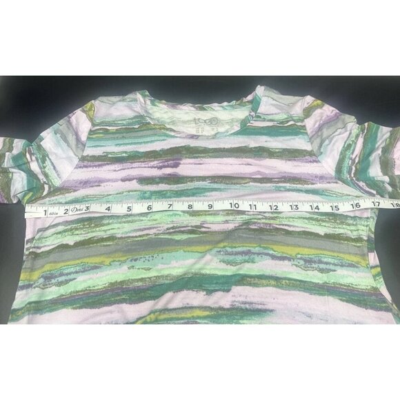 LOGO Lori Goldstein Short Sleeve Knit Pullover Handkerchief Hem Tunic Top Sz XS - Picture 7 of 7